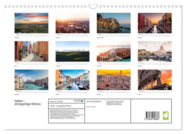 Produktbild: Italien - einzigartige Motive (Wandkalender 2027 DIN A3 quer), CALVENDO Monatskalender