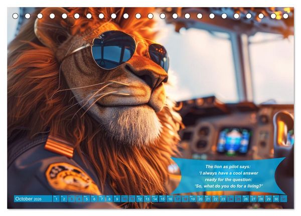 Produktbild: Funny charming animals as pilots (Desk Calendar 2026 DIN A5 landscape), CALVENDO 12 Month DeskCalendar