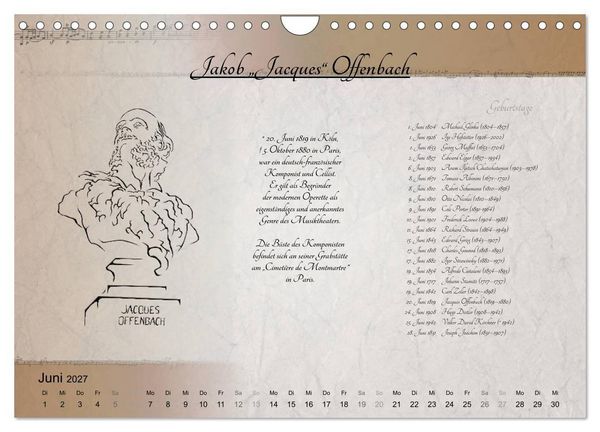 Produktbild: Von Mozart bis Beethoven (Wandkalender 2027 DIN A4 quer), CALVENDO Monatskalender