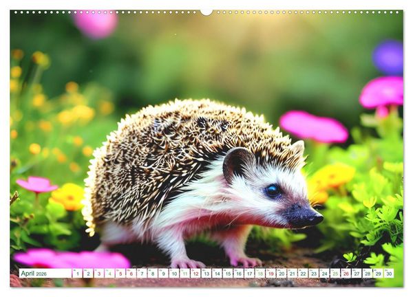 Produktbild: Niedliche Igel (hochwertiger Premium Wandkalender 2026 DIN A2 quer), Kunstdruck in Hochglanz