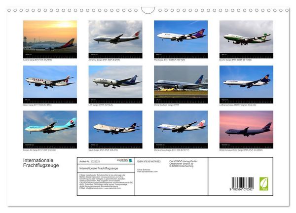 Produktbild: Internationale Frachtflugzeuge (Wandkalender 2026 DIN A3 quer), CALVENDO Monatskalender