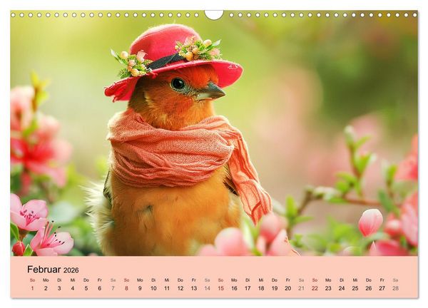 Produktbild: Niedliche V&ouml;gel! Trendige Schnabelstars erobern die Modewelt (Wandkalender 2026 DIN A3 quer), CALVENDO Monatskalender