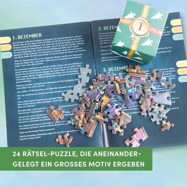 Produktbild: Puzzle-R&auml;tsel-Adventskalender: Im Labor der Winterhexe &ndash; 24 Puzzles mit insgesamt 960 Teilen