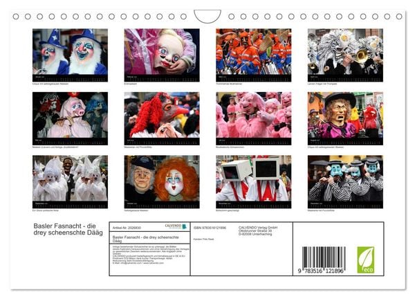 Produktbild: Basler Fasnacht - die drey scheenschte D&auml;&auml;g (Wandkalender 2026 DIN A4 quer), CALVENDO Monatskalender