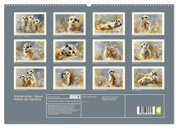 Produktbild: Erdm&auml;nnchen. Kleine Helden der Savanne (hochwertiger Premium Wandkalender 2027 DIN A2 quer), Kunstdruck in Hochglanz