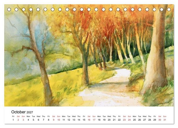Produktbild: WATERCOLOR IMPRESSIONS (Desk Calendar 2027 DIN A5 landscape), CALVENDO 12 Month DeskCalendar