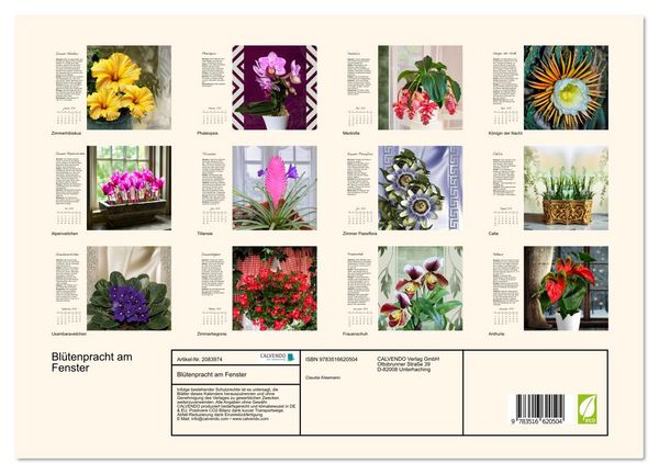 Produktbild: Bl&uuml;tenpracht am Fenster (hochwertiger Premium Wandkalender 2026 DIN A2 quer), Kunstdruck in Hochglanz