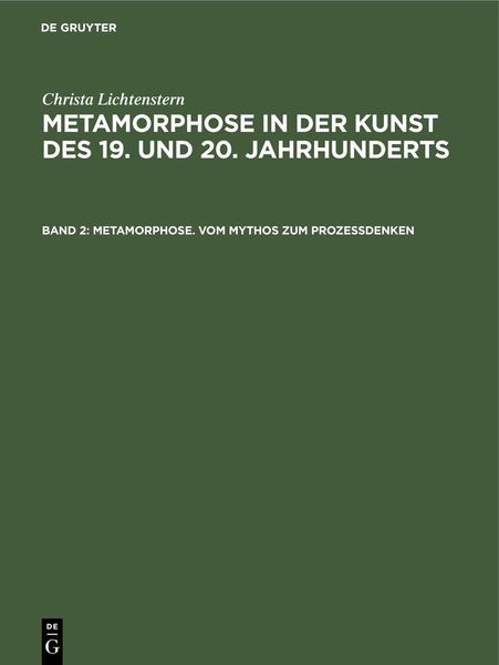Produktbild: Metamorphose. Vom Mythos zum Proze&szlig;denken