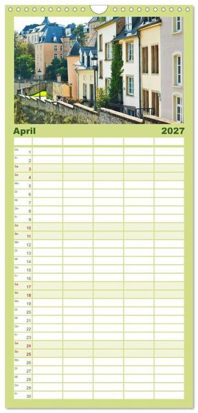 Produktbild: Familienplaner 2027 - Luxemburg entlang des Wenzelwegs mit 5 Spalten (Wandkalender, 21 x 45 cm) CALVENDO