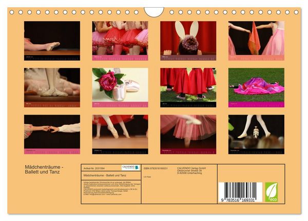Produktbild: M&auml;dchentr&auml;ume - Ballett und Tanz (Wandkalender 2026 DIN A4 quer), CALVENDO Monatskalender