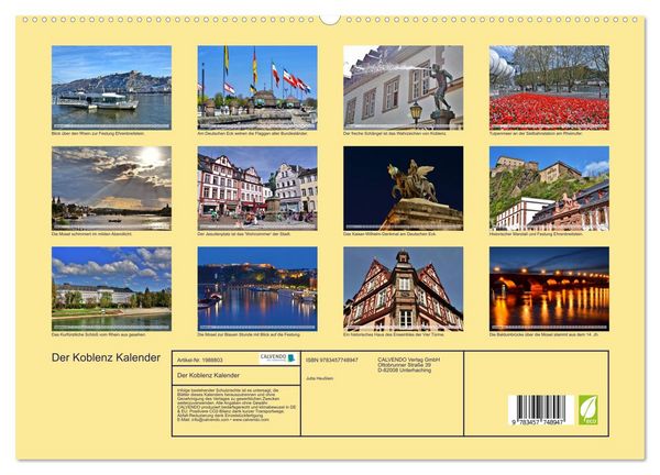 Produktbild: Der Koblenz Kalender (hochwertiger Premium Wandkalender 2026 DIN A2 quer), Kunstdruck in Hochglanz