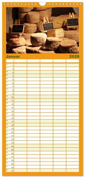 Produktbild: Familienplaner 2026 - Markttag in Frankreich mit 5 Spalten (Wandkalender, 21 x 45 cm) CALVENDO