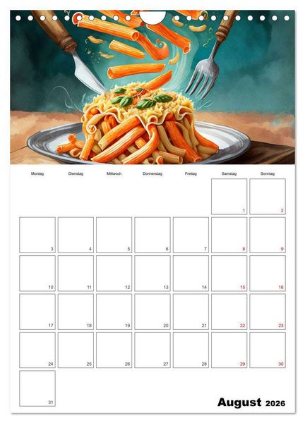 Produktbild: Nudelgerichte einmal anders serviert (Wandkalender 2026 DIN A4 hoch), CALVENDO Monatskalender