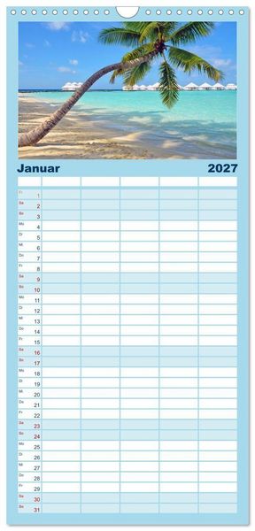 Produktbild: Familienplaner 2027 - Malediven - die Sehnsucht nach dem Paradies mit 5 Spalten (Wandkalender, 21 x 45 cm) CALVENDO