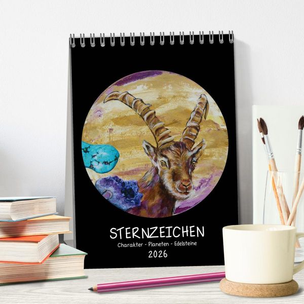Produktbild: Sternzeichen - Charakter - Planeten - Edelsteine (Tischkalender 2026 DIN A5 hoch), CALVENDO Monatskalender