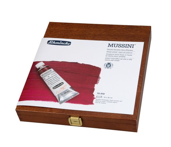 Produktbild: Schmincke Mussini &Ouml;lfarbe, Holzkasten, 10 x 35 ml Tuben