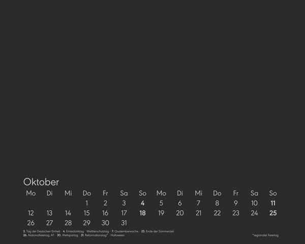 Produktbild: Kreativ-Kalender Tischaufsteller quer schwarz 2026 - Kreativ-Kalender - DIY-Kalender - Kalender zum Basteln - Tischkalender - 20x16
