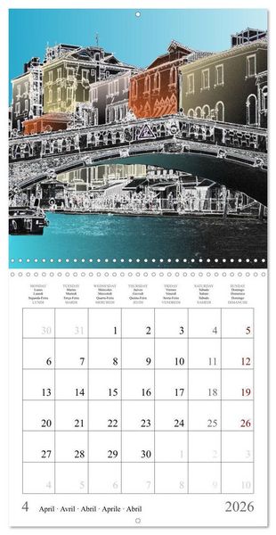Produktbild: The city of bridges - Venice (Wall Calendar 2026 12 &times; 12 Inch) CALVENDO 12 Month Wall Calendar