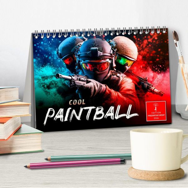 Produktbild: Paintball cool (Tischkalender 2026 DIN A5 quer), CALVENDO Monatskalender