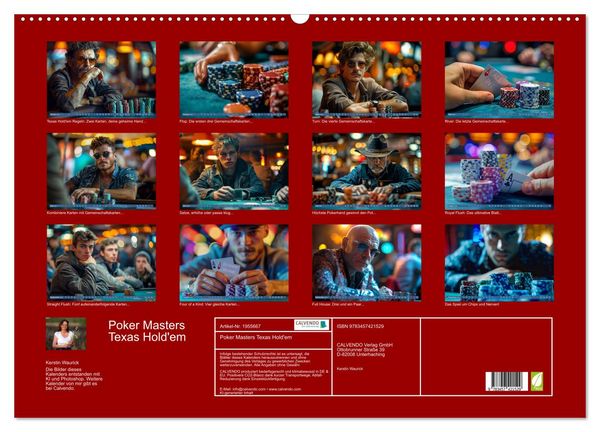 Produktbild: Poker Masters Texas Hold'em (Wandkalender 2026 DIN A2 quer), CALVENDO Monatskalender