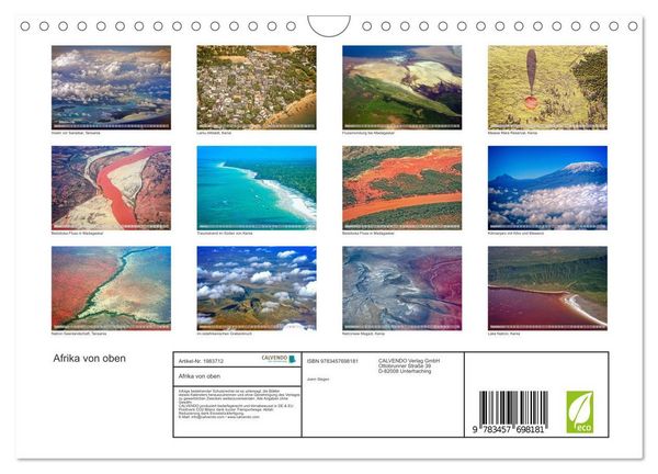Produktbild: Afrika von oben (Wandkalender 2026 DIN A4 quer), CALVENDO Monatskalender