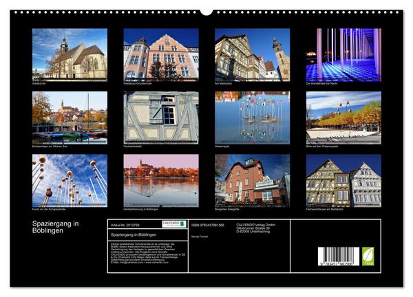 Produktbild: Spaziergang in B&ouml;blingen (hochwertiger Premium Wandkalender 2026 DIN A2 quer), Kunstdruck in Hochglanz