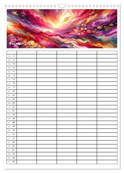 Produktbild: Pouring Art Familienplaner - Durch das Jahr mit KI-kreierter Pouring Kunst (Wandkalender 2026 DIN A3 hoch), CALVENDO Monatskalender