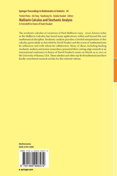 Produktbild: Malliavin Calculus and Stochastic Analysis