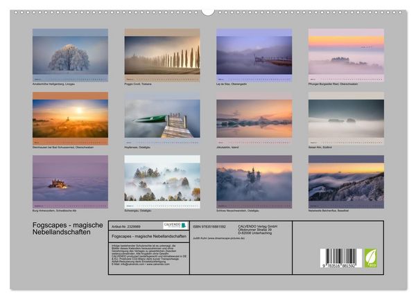 Produktbild: Fogscapes - magische Nebellandschaften (hochwertiger Premium Wandkalender 2027 DIN A2 quer), Kunstdruck in Hochglanz