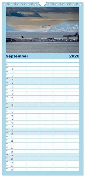 Produktbild: Familienplaner 2026 - Spitzbergen im Sommer mit 5 Spalten (Wandkalender, 21 x 45 cm) CALVENDO