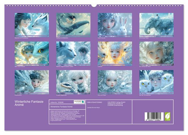 Produktbild: Winterliche Fantasie Anim&eacute; (hochwertiger Premium Wandkalender 2026 DIN A2 quer), Kunstdruck in Hochglanz