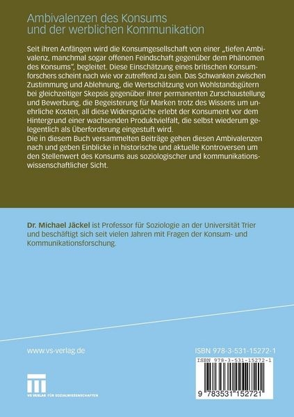 Produktbild: Ambivalenzen des Konsums und der werblichen Kommunikation