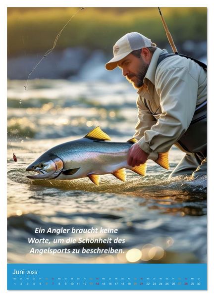 Produktbild: Fliegenfischen am Fluss (hochwertiger Premium Wandkalender 2026 DIN A2 hoch), Kunstdruck in Hochglanz