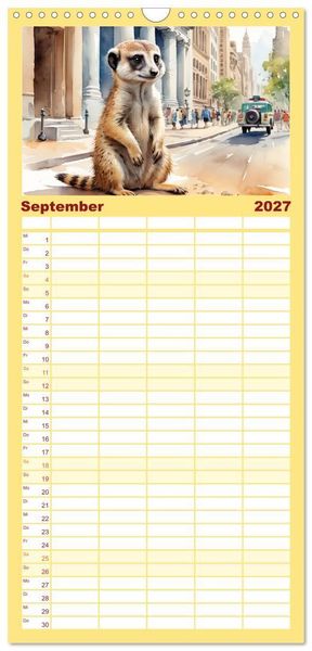 Produktbild: Familienplaner 2027 - Erdm&auml;nnchen in New York City mit 5 Spalten (Wandkalender, 21 x 45 cm) CALVENDO