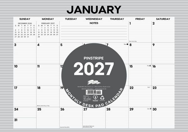 Produktbild: Pinstripe 2027 17 X 12 Small Monthly Deskpad