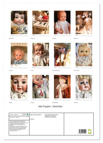Produktbild: Alte Puppen - Gesichter (Wandkalender 2026 DIN A2 hoch), CALVENDO Monatskalender