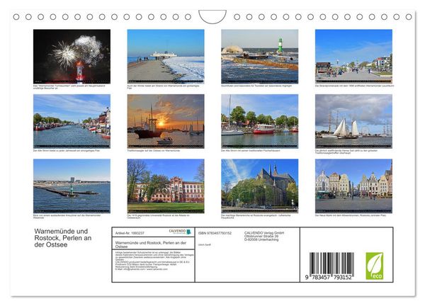 Produktbild: Warnem&uuml;nde und Rostock, Perlen an der Ostsee (Wandkalender 2026 DIN A4 quer), CALVENDO Monatskalender