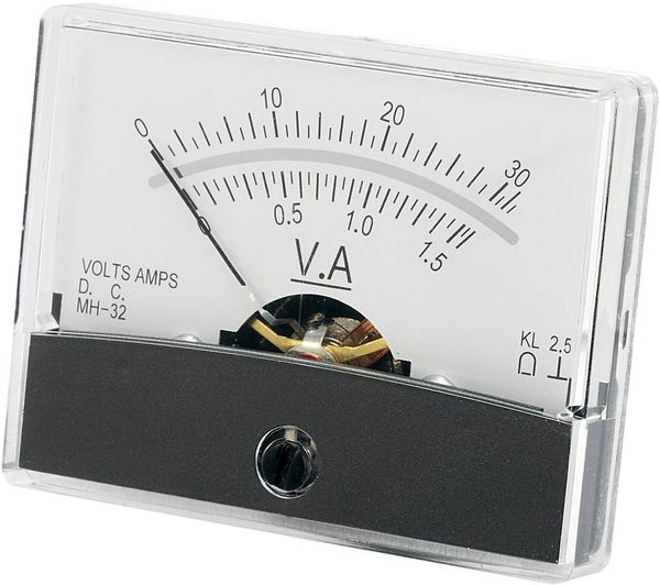 Produktbild: VOLTCRAFT AM-60X46/30V/1,5A/DC AM-60X46/30V/1,5A/DC Einbau-Messger&auml;t AM-60X46/30V/1,5A/DC 30 V/1.5 A Drehspule