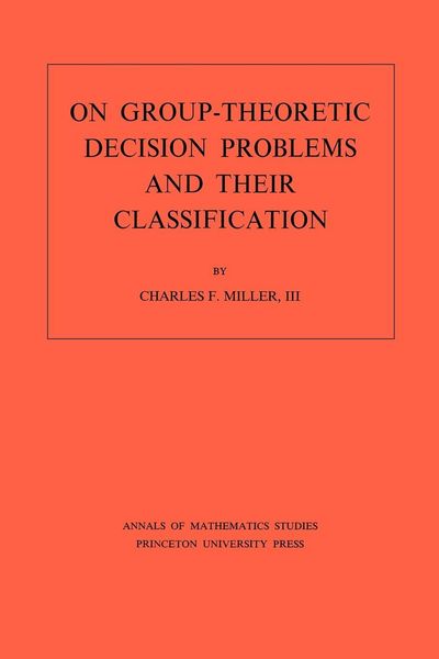 Produktbild: On Group-Theoretic Decision Problems and Their Classification