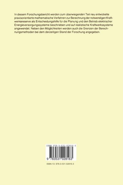 Produktbild: Untersuchung der Kraftwerkreserve im Verbundsystem