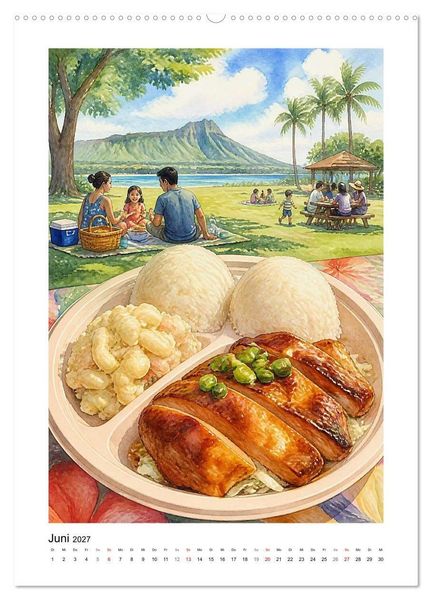 Produktbild: Aloha K&uuml;che - Gemalte Gaumenfreuden (hochwertiger Premium Wandkalender 2027 DIN A2 hoch), Kunstdruck in Hochglanz