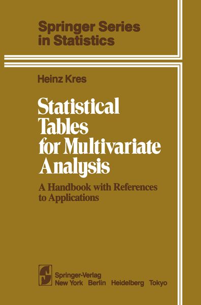 Produktbild: Statistical Tables for Multivariate Analysis
