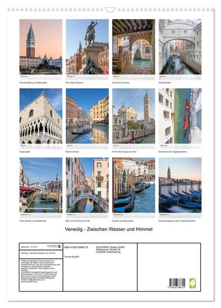 Produktbild: Venedig - Zwischen Wasser und Himmel (Wandkalender 2026 DIN A2 hoch), CALVENDO Monatskalender