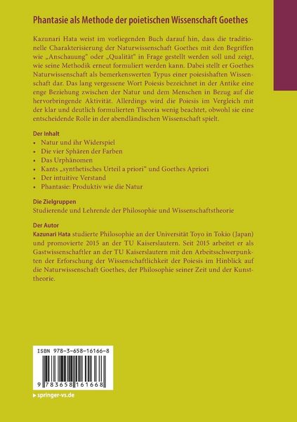 Produktbild: Phantasie als Methode der poietischen Wissenschaft Goethes