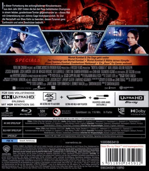 Produktbild: Mortal Kombat II (4K-UHD+Blu-ray)
