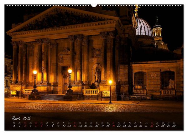 Produktbild: Nachts in Dresden (hochwertiger Premium Wandkalender 2026 DIN A2 quer), Kunstdruck in Hochglanz