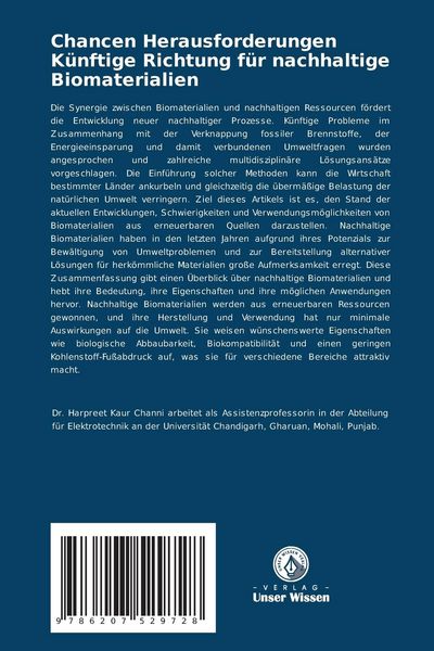 Produktbild: Chancen Herausforderungen K&uuml;nftige Richtung f&uuml;r nachhaltige Biomaterialien