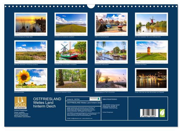 Produktbild: OSTFRIESLAND Weites Land hinterm Deich (Wandkalender 2026 DIN A3 quer), CALVENDO Monatskalender