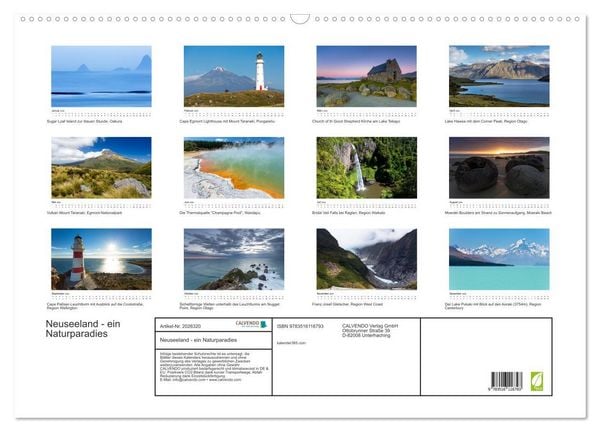 Produktbild: Neuseeland - ein Naturparadies (Wandkalender 2026 DIN A2 quer), CALVENDO Monatskalender
