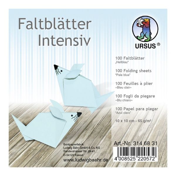 Produktbild: URSUS Falten Faltbl&auml;tter Uni intensiv, Plakatkarton, 65 g/m&sup2;, 10 x 10 cm, hellblau
